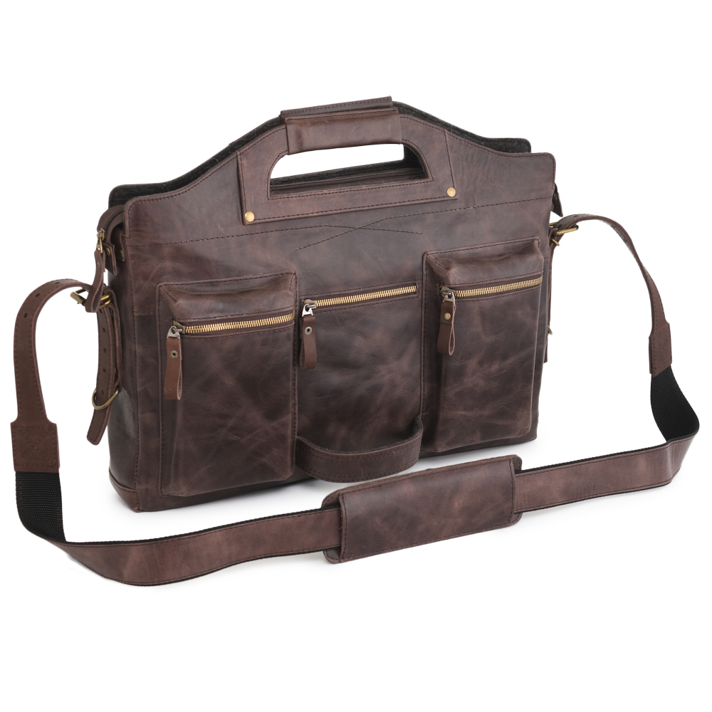  Универсальный кожаный портфель "Диего" (темно-коричневый антик) 